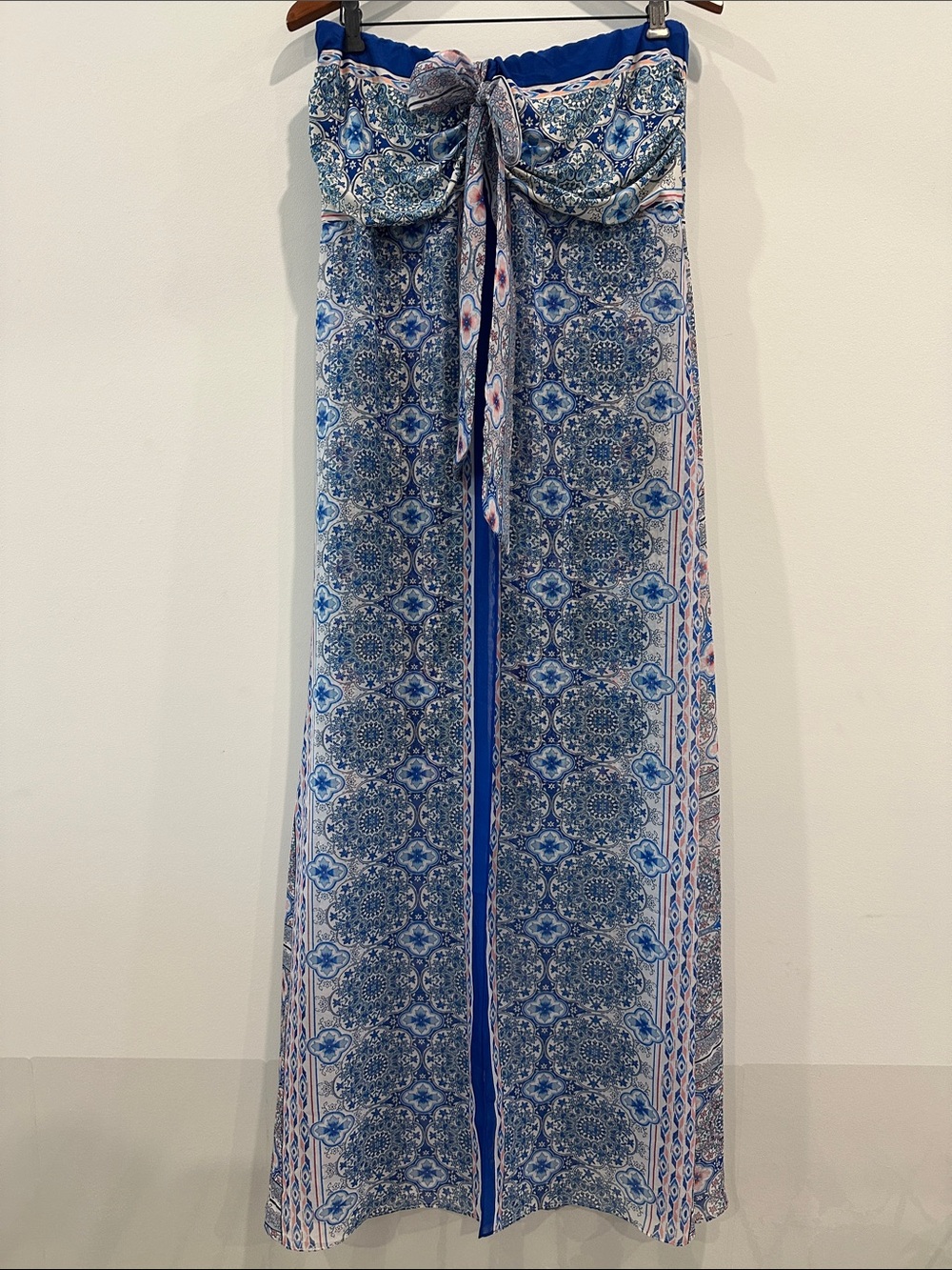 Analili strapless front-tie panel maxi dress